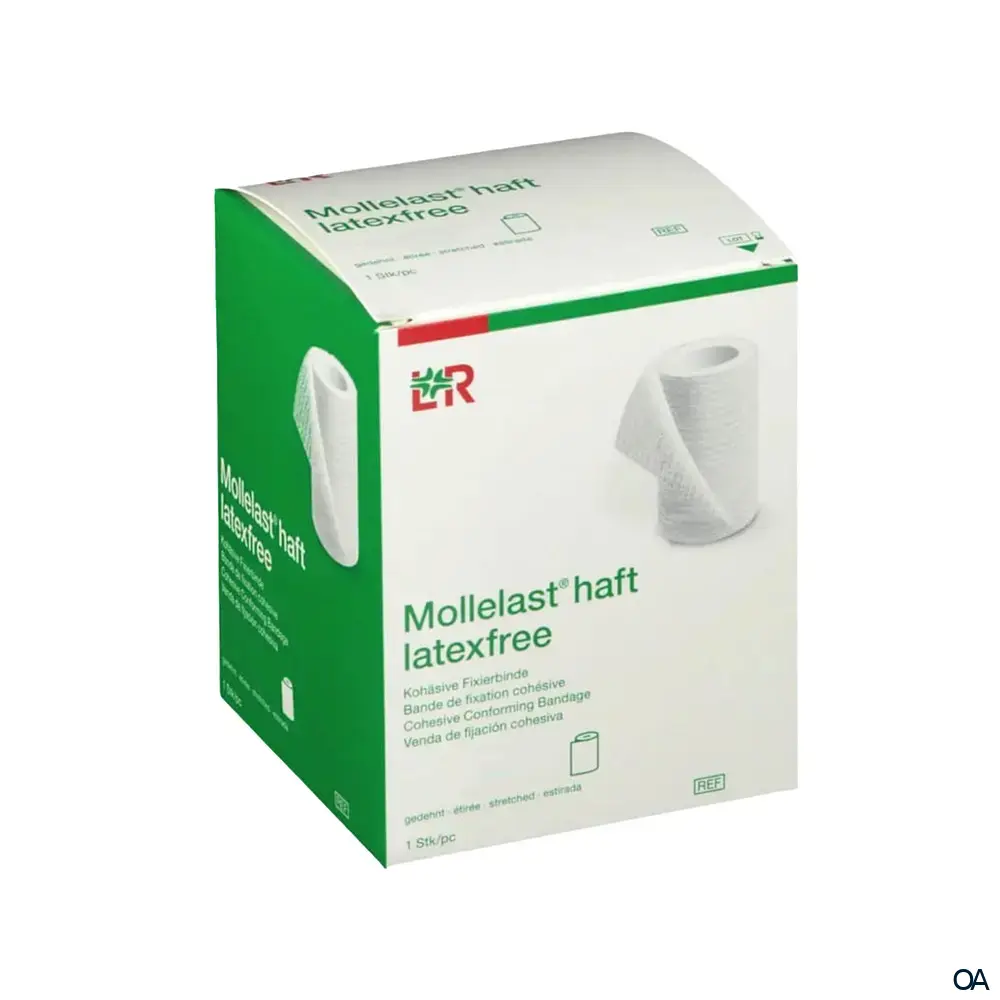 Mollelast® haft latexfrei - Kohäsive bielastische Fixierbinde, 4 cm x 20 m