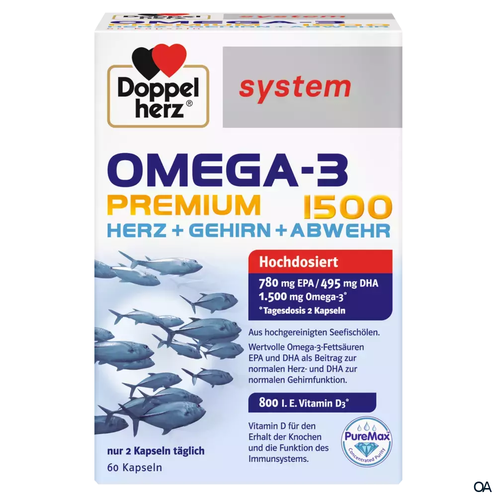 Doppelherz system OMEGA-3 PREMIUM 1500 HERZ + GEHIRN + ABWEHR Kapseln Doppelherz system OMEGA-3 PREMIUM 1500 HERZ + GEHIRN + ABWEHR Kapseln