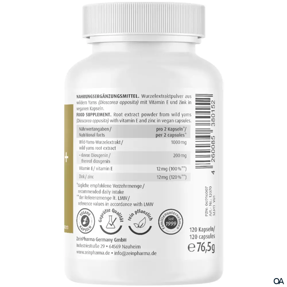 Zeinpharma Wild Yams Plus 500 mg Kapseln