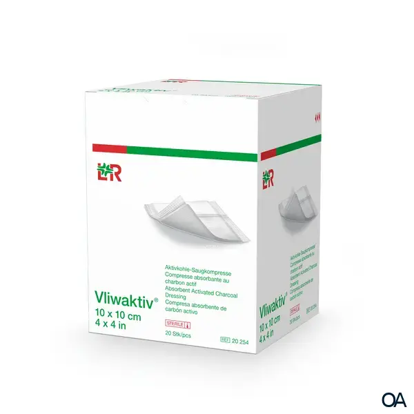 Vliwaktiv® Aktivkohle-Saugkompresse steril, 10 x 10 cm