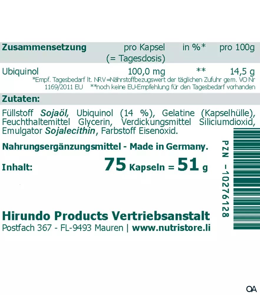 The Nutri Store Ubiquinol 100 mg Kapseln The Nutri Store Ubiquinol 100 mg Kapseln