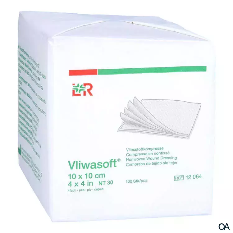 Vliwasoft® Vliesstoffkompressen, unsteril, 4-lagig, 10 x 10 cm