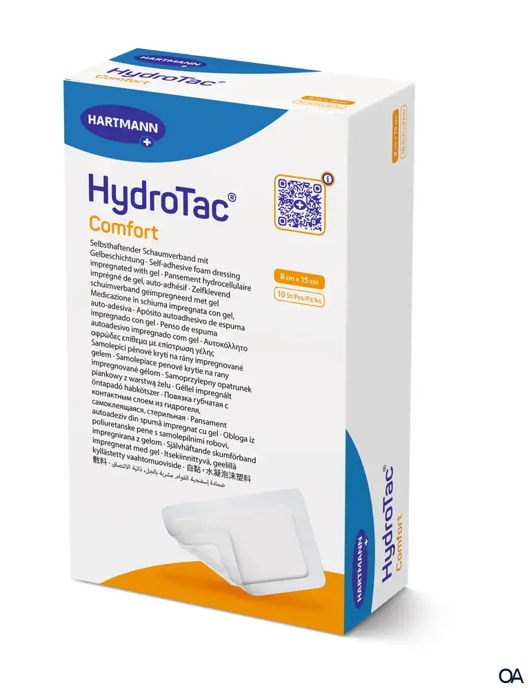 HydroTac® Comfort Selbsthaftender Schaumverband mit Gelbeschichtung steril, 8 x 15 cm