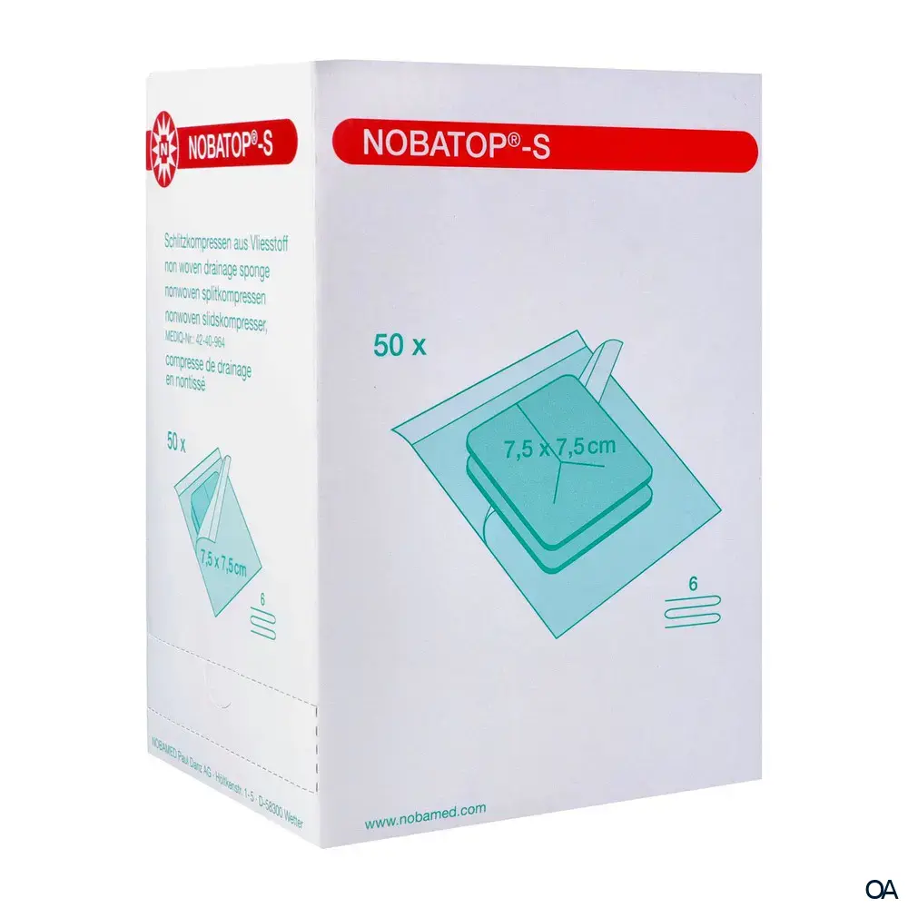 NOBATOP®-S Schlitzkompresse 6-fach, steril, 7,5 x 7,5 cm, 50 x 2 Stück