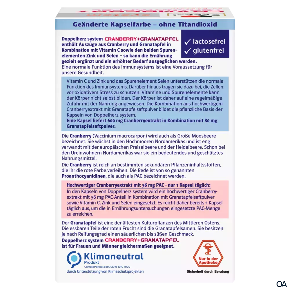 Doppelherz system Cranberry + Granatapfel Kapseln Doppelherz system Cranberry + Granatapfel Kapseln