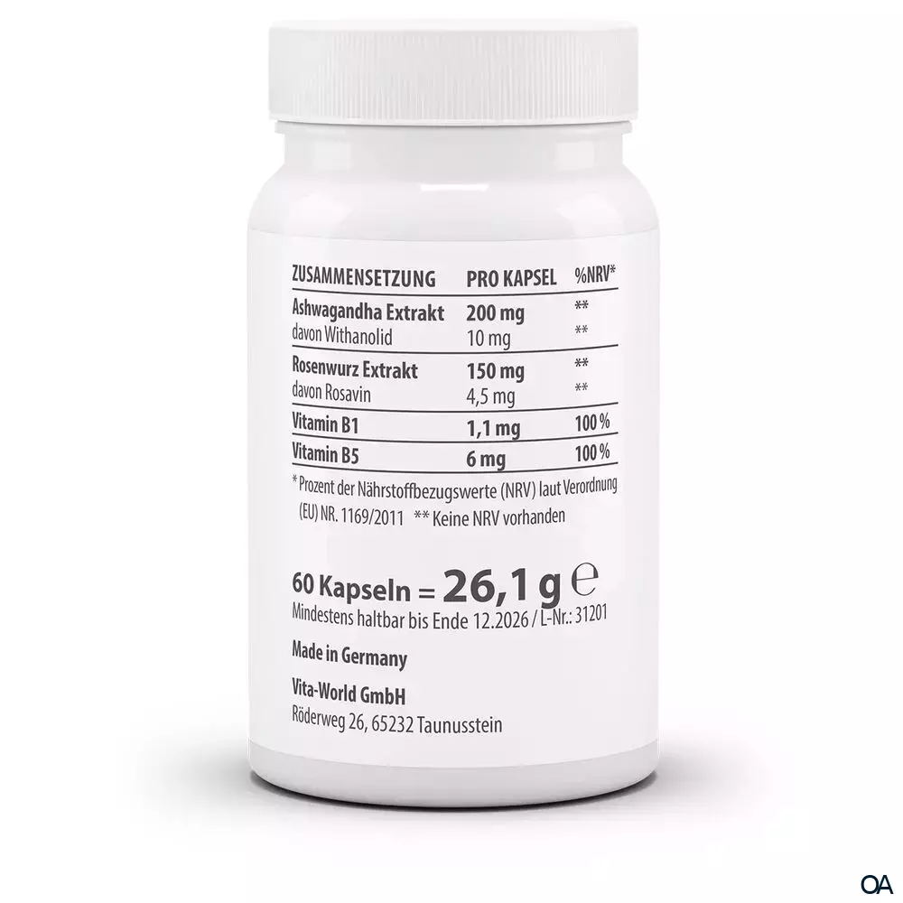 Vitaworld Ashwagandha Rosenwurz Komplex Kapseln