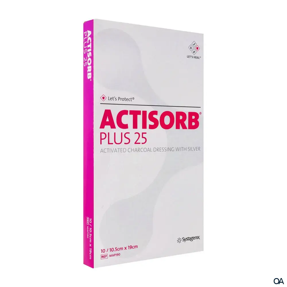 3M™ Actisorb™ Plus 25 Aktivkohlewundauflage mit Silber steril, 19 x 10,5 cm 3M™ Actisorb™ Plus 25 Aktivkohlewundauflage mit Silber steril, 19 x 10,5 cm