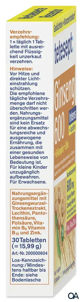 tetesept Ginseng 600 Intens Tabletten