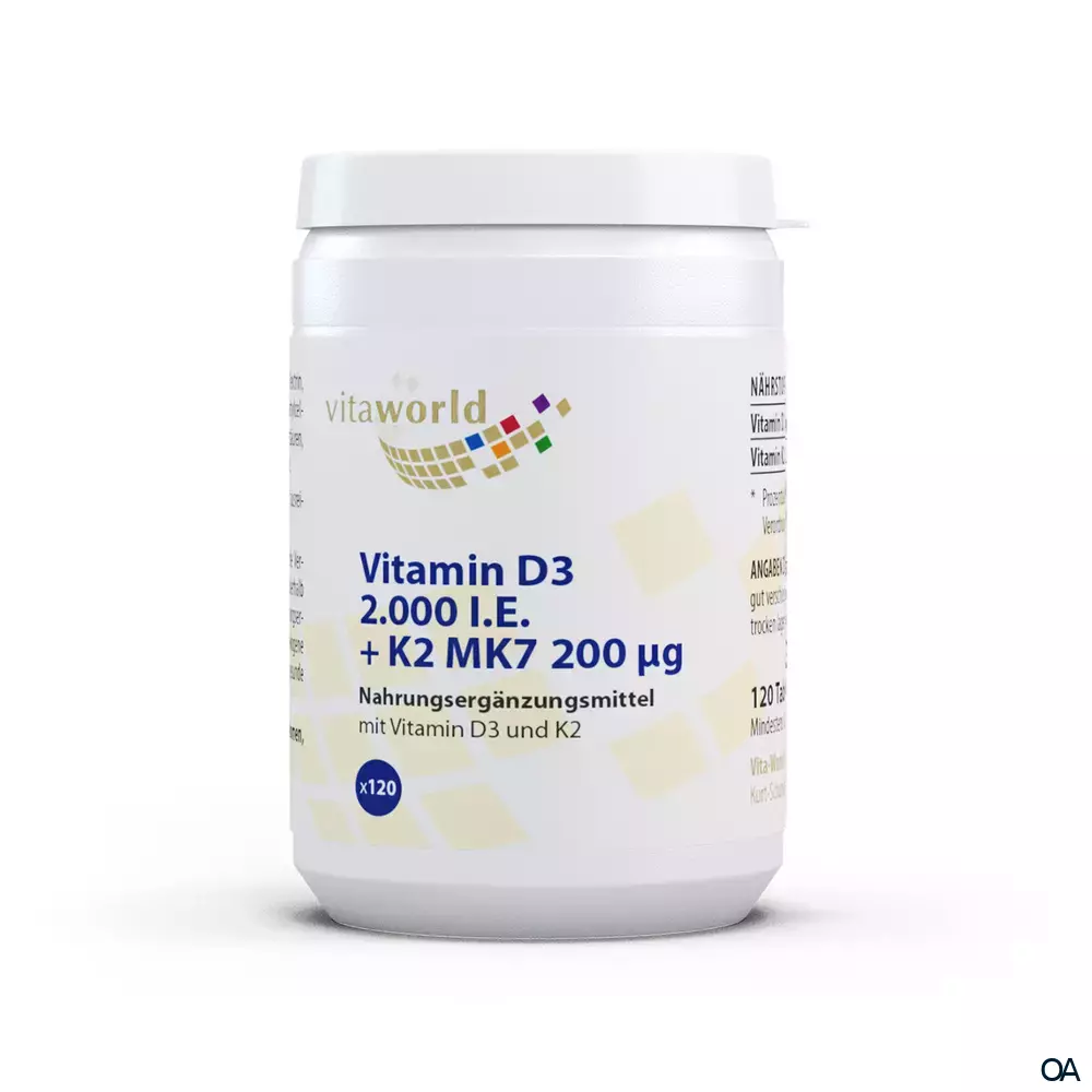 Vitaworld Vitamin D3 2000 I.E. + K2 MK7 200 µg Tabletten Vitaworld Vitamin D3 2000 I.E. + K2 MK7 200 µg Tabletten
