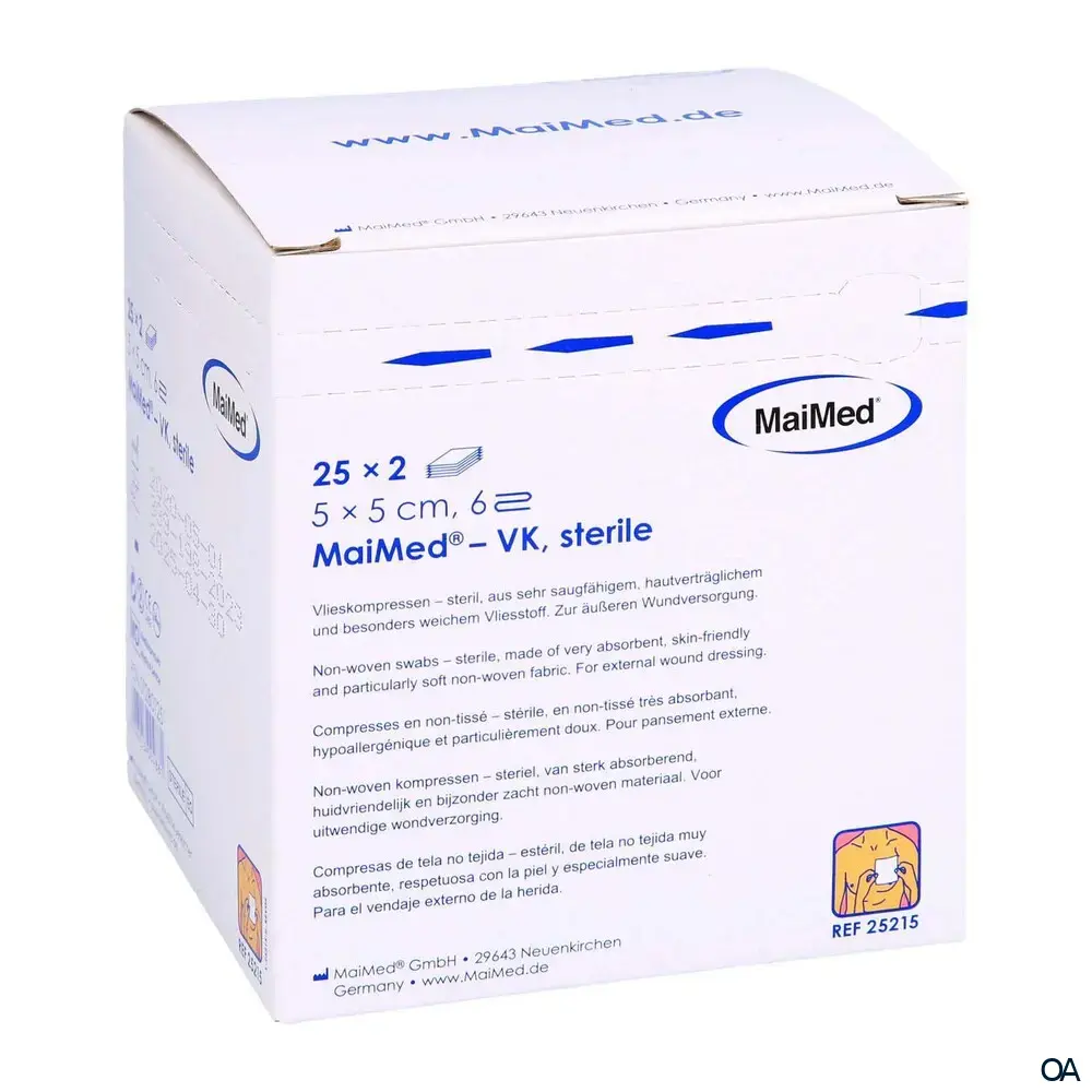 MaiMed Vlieskompressen 6-fach, steril, 5 x 5 cm, 25 x 2 Stück