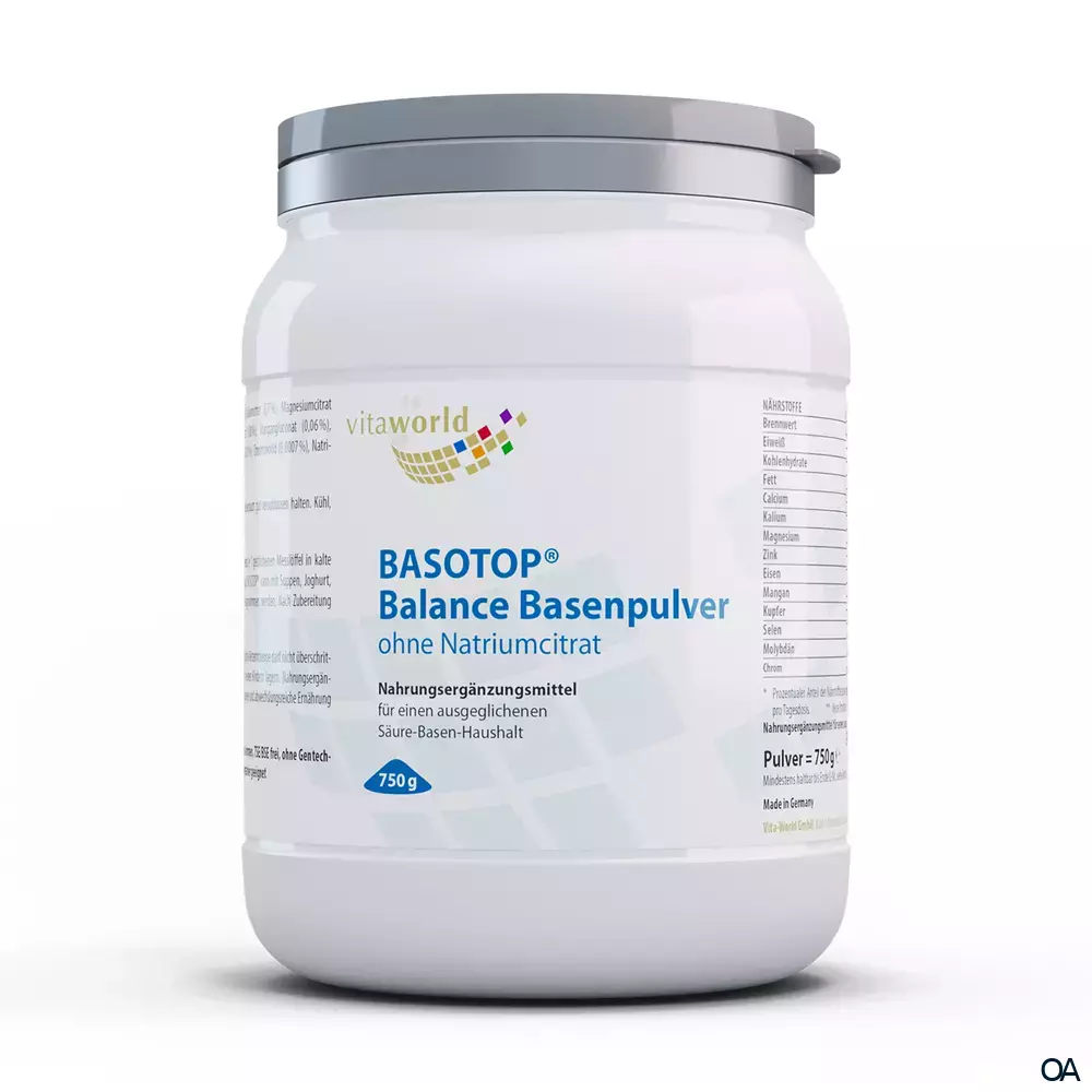 Vitaworld BASOTOP Balance Basenpulver ohne Natriumcitrat Vitaworld BASOTOP Balance Basenpulver ohne Natriumcitrat
