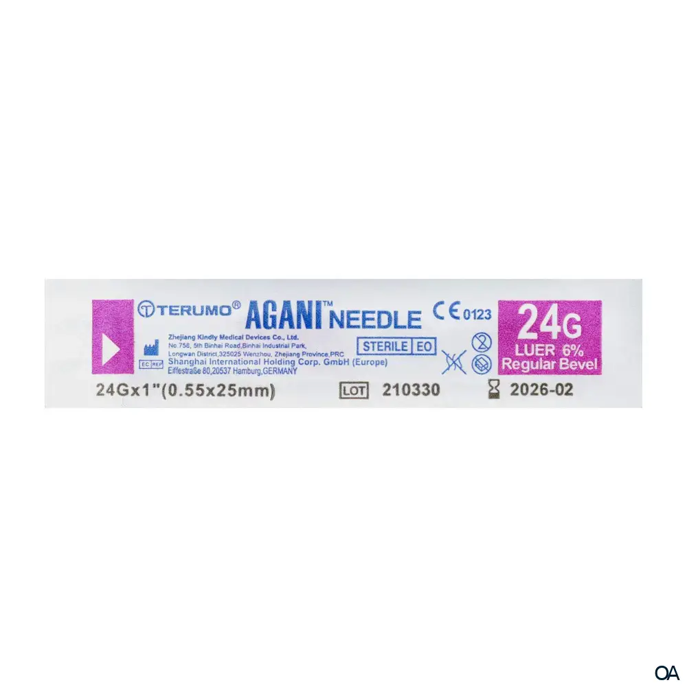 Terumo® Agani™ Einmal-Kanüle 24G x 1", Ø 0,55 x 25 mm, lila, Nr. 17 Terumo® Agani™ Einmal-Kanüle 24G x 1", Ø 0,55 x 25 mm, lila, Nr. 17