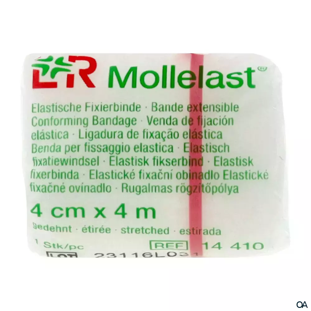 Mollelast® Elastische Fixierbinde, einzeln eingesiegelt, 4 cm x 4 m