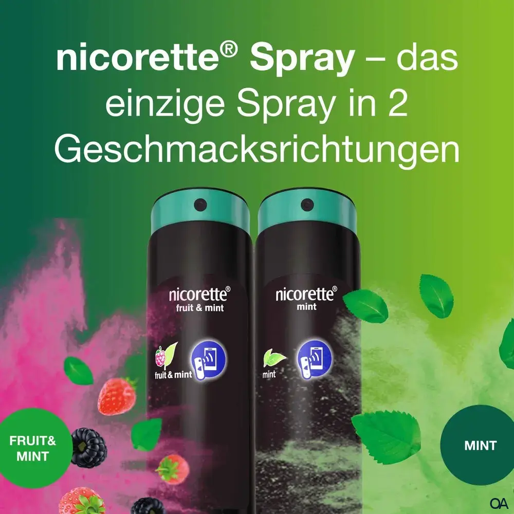 Nicorette® Fruit & Mint Spray 1 mg/Sprühstoß Spray zur Anwendung in der Mundhöhle, Lösung