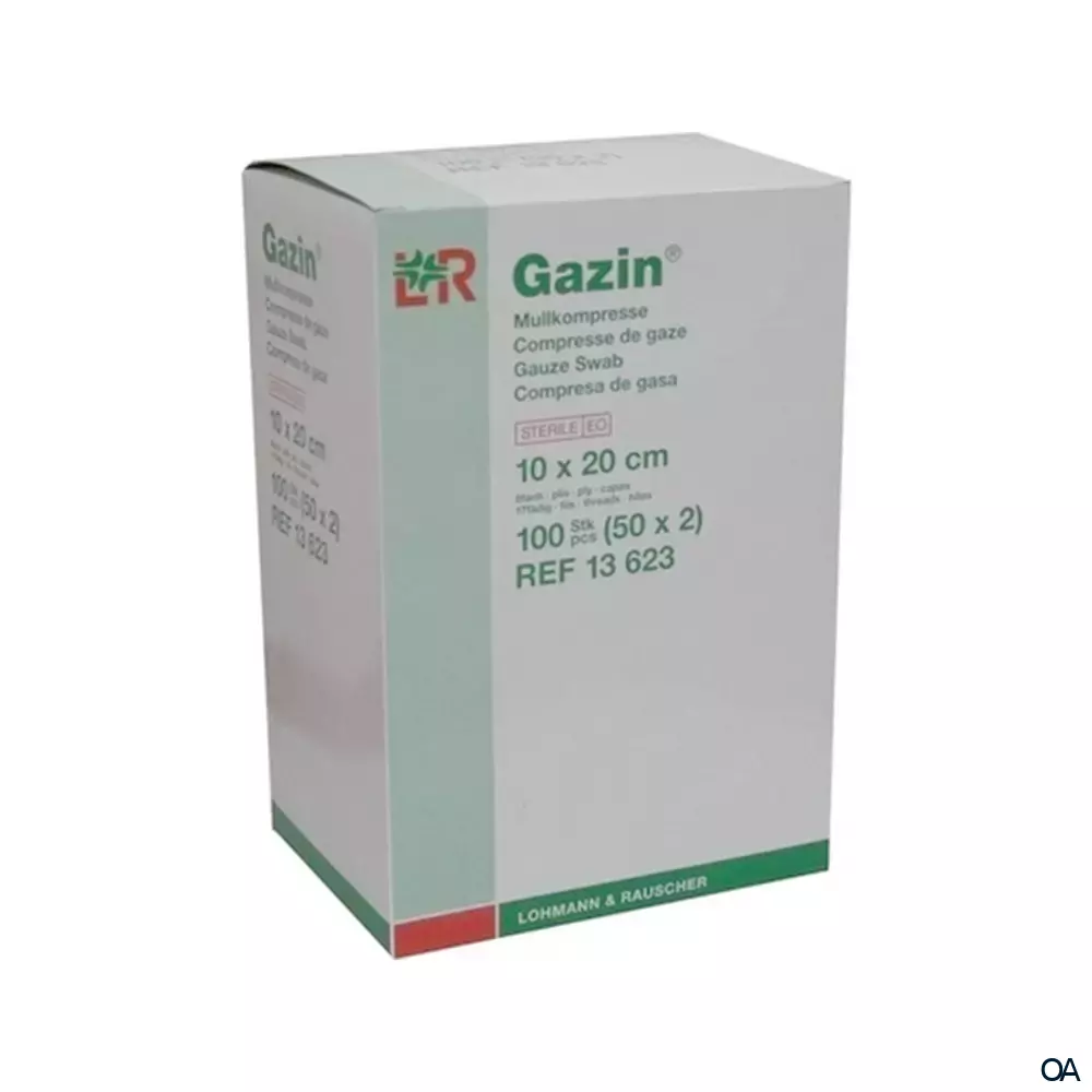 Gazin® Mullkompressen steril, 8-fach, 17-fädig, 10 x 20 cm, 50 x 2 Stück