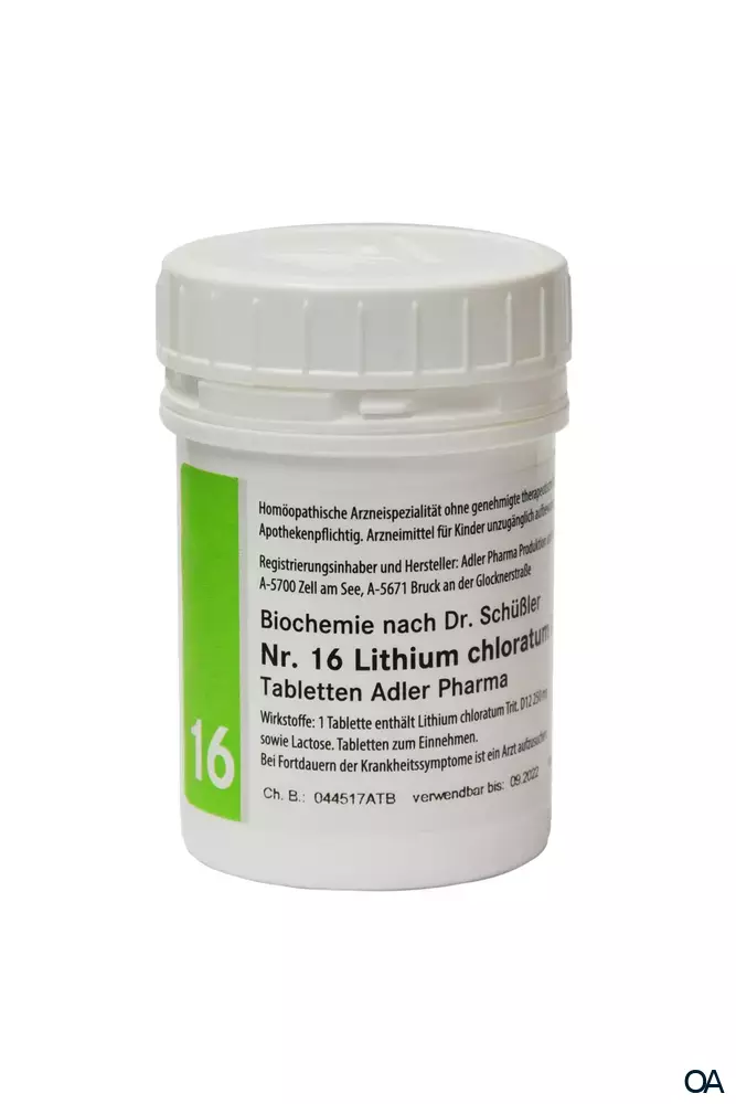 Schüßler Salz Adler Nr. 16 Lithium chloratum D12 Tabletten Schüßler Salz Adler Nr. 16 Lithium chloratum D12 Tabletten