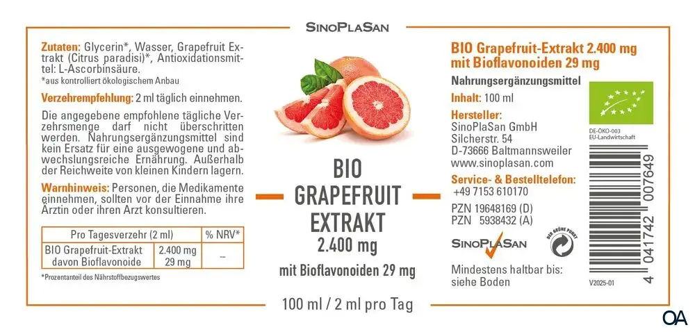 SinoPlaSan BIO Grapefruit-Extrakt Tropfen SinoPlaSan BIO Grapefruit-Extrakt Tropfen