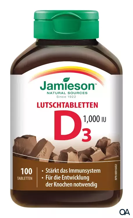 Jamieson Vitamin D3 1000 IU Schokolade Tabletten Jamieson Vitamin D3 1000 IU Schokolade Tabletten