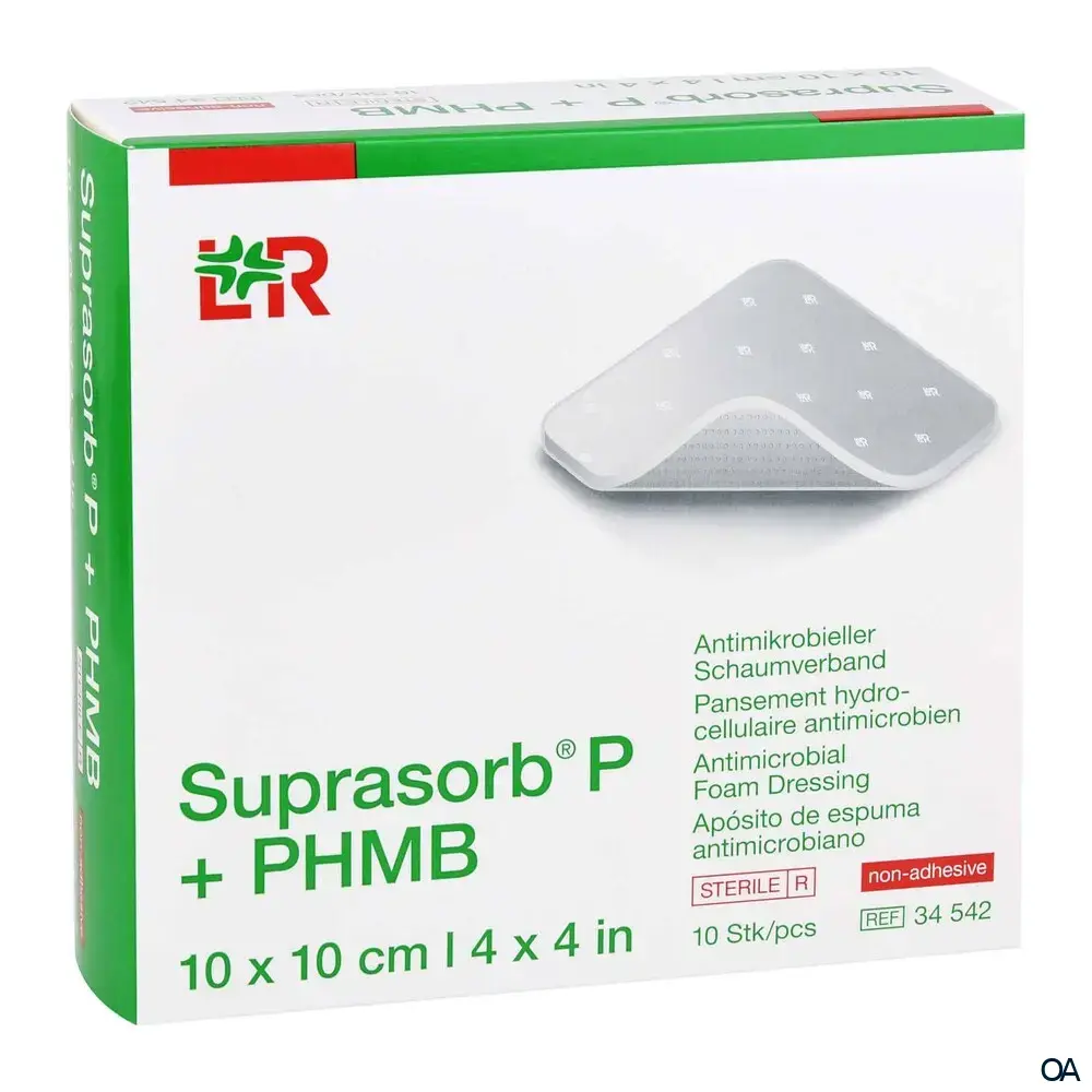 Suprasorb® P + PHMB Antimikrobieller PU Schaumverband non-adhesive, steril, 10 x 10 cm