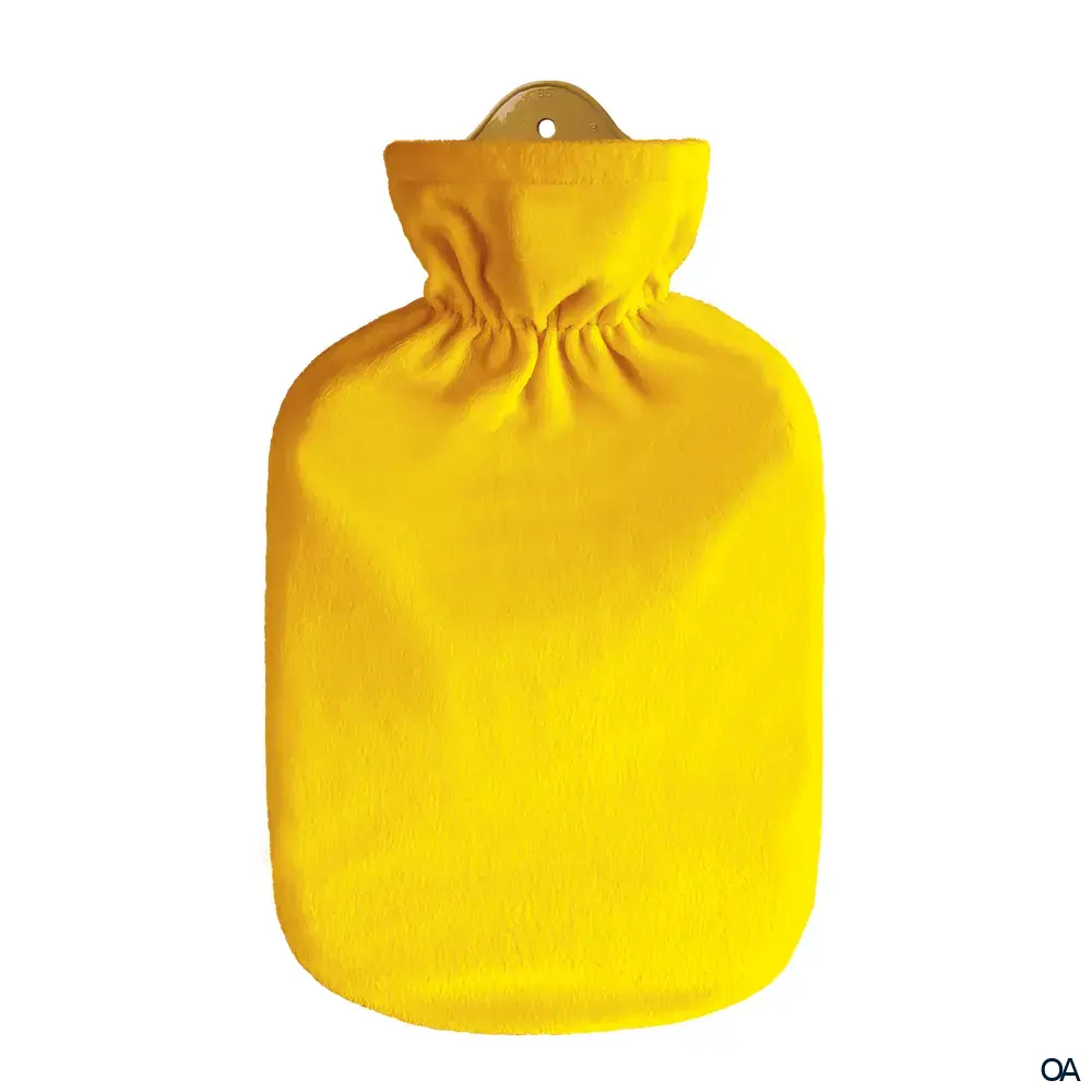 Sänger Wärmflasche mit klassischem Flauschbezug, Gelb - 2,0L