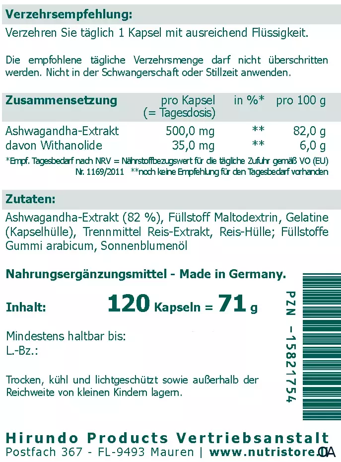 The Nutri Store Ashwagandha Schlafbeeren Extrakt Kapseln