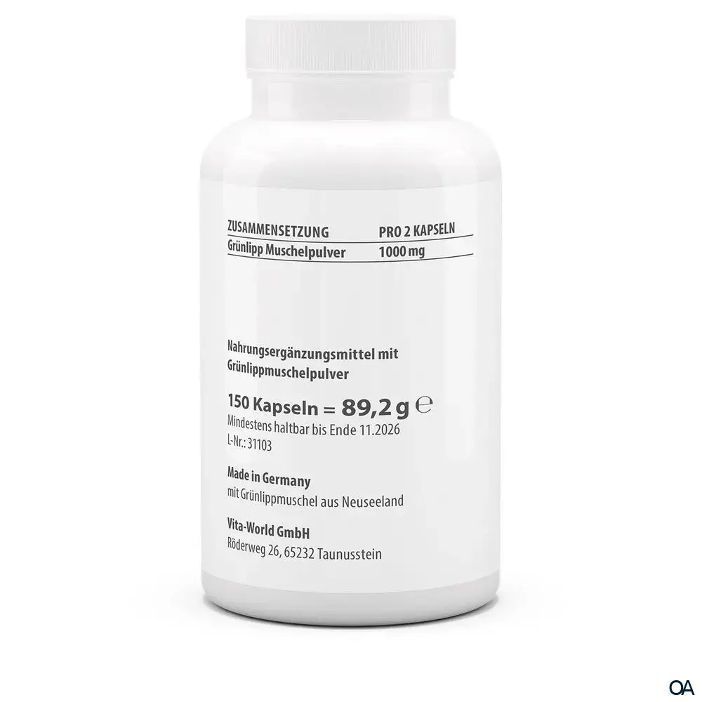 Vitaworld Grünlippmuschelkonzentrat 500 mg Kapseln Vitaworld Grünlippmuschelkonzentrat 500 mg Kapseln