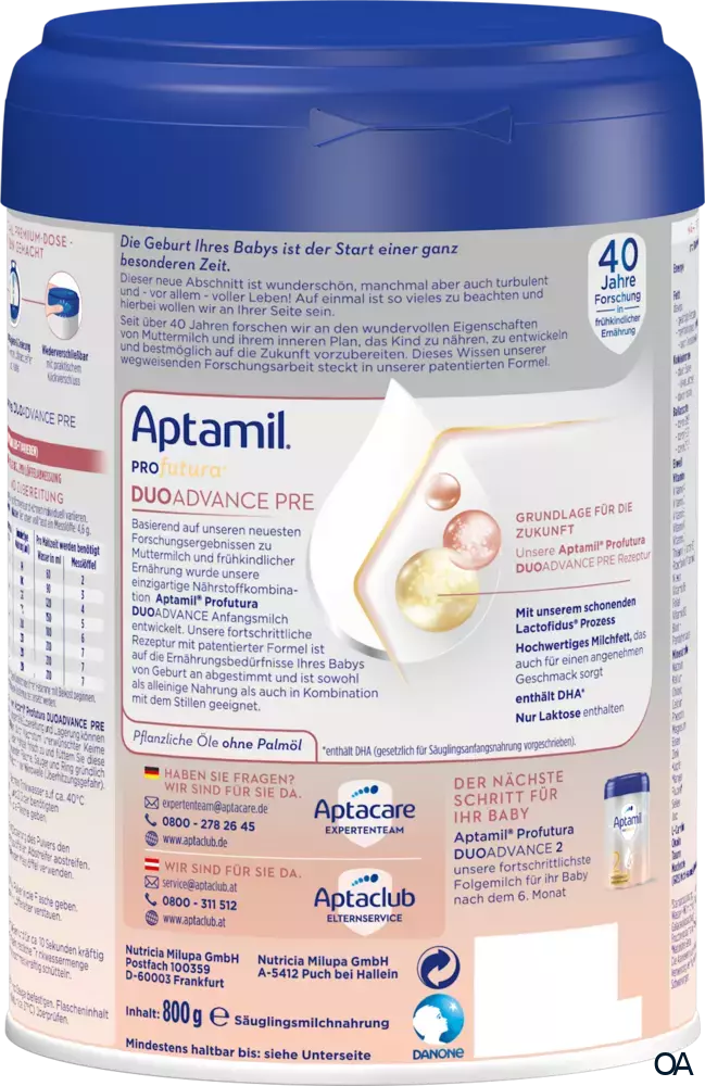 Aptamil Profutura Duoadvance Pre Anfangsmilch Pulver Aptamil Profutura Duoadvance Pre Anfangsmilch Pulver