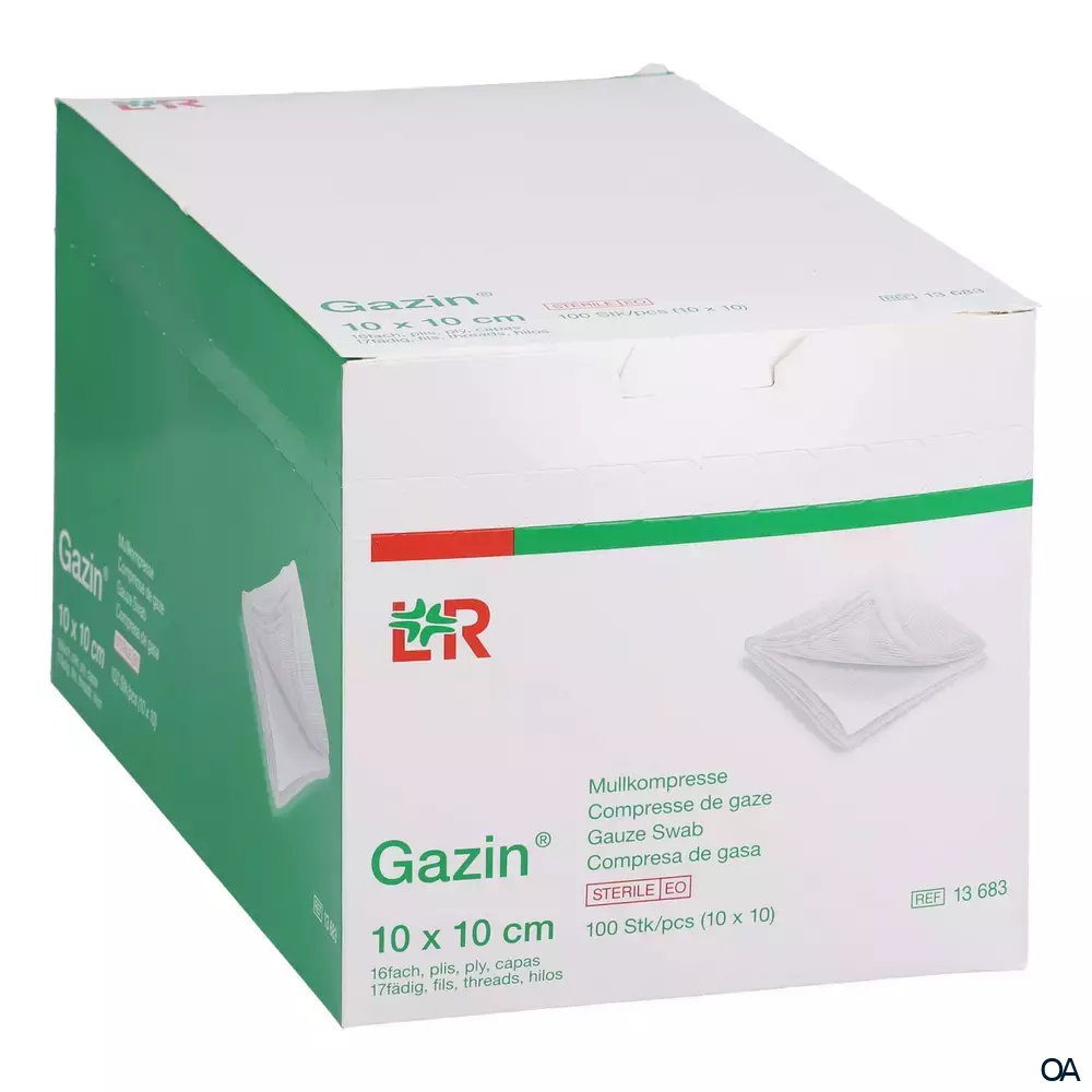 Gazin® Mullkompressen steril, 16-fach, 17-fädig, 10 x 10 cm, 10 x 10 Stück
