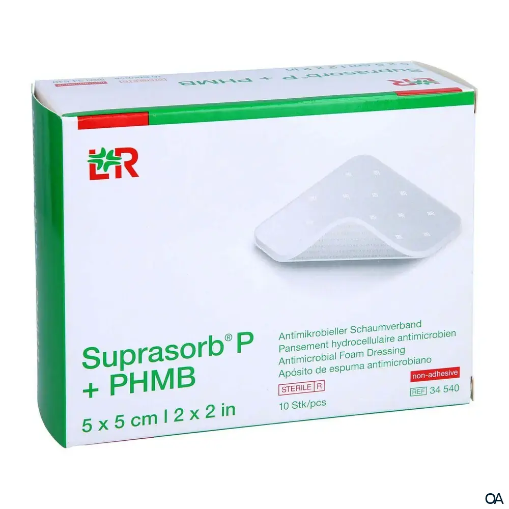 Suprasorb® P + PHMB Antimikrobieller PU Schaumverband non-adhesive, steril, 5 x 5 cm Suprasorb® P + PHMB Antimikrobieller PU Schaumverband non-adhesive, steril, 5 x 5 cm