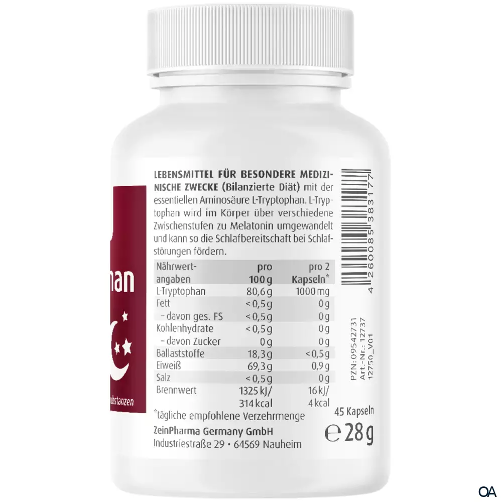 ZeinPharma L-Tryptophan 500 mg Kapseln
