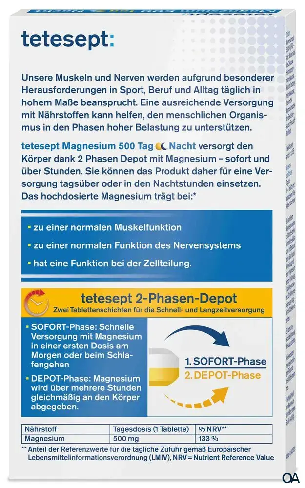tetesept Magnesium 500 Tag Nacht Tabletten tetesept Magnesium 500 Tag Nacht Tabletten