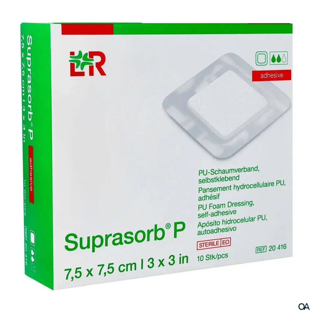 Suprasorb® P PU-Schaumverband adhesive steril, 7,5 x 7,5 cm