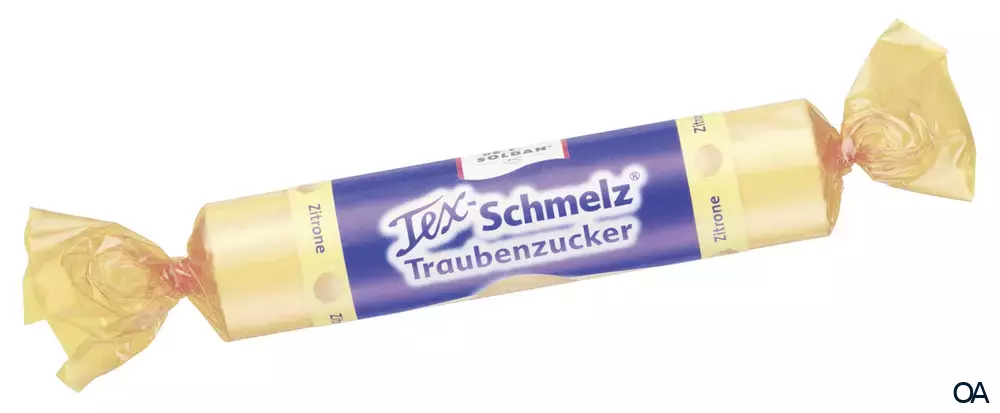Tex-Schmelz Traubenzucker Zitrone, zuckerhaltig, Rolle Tex-Schmelz Traubenzucker Zitrone, zuckerhaltig, Rolle
