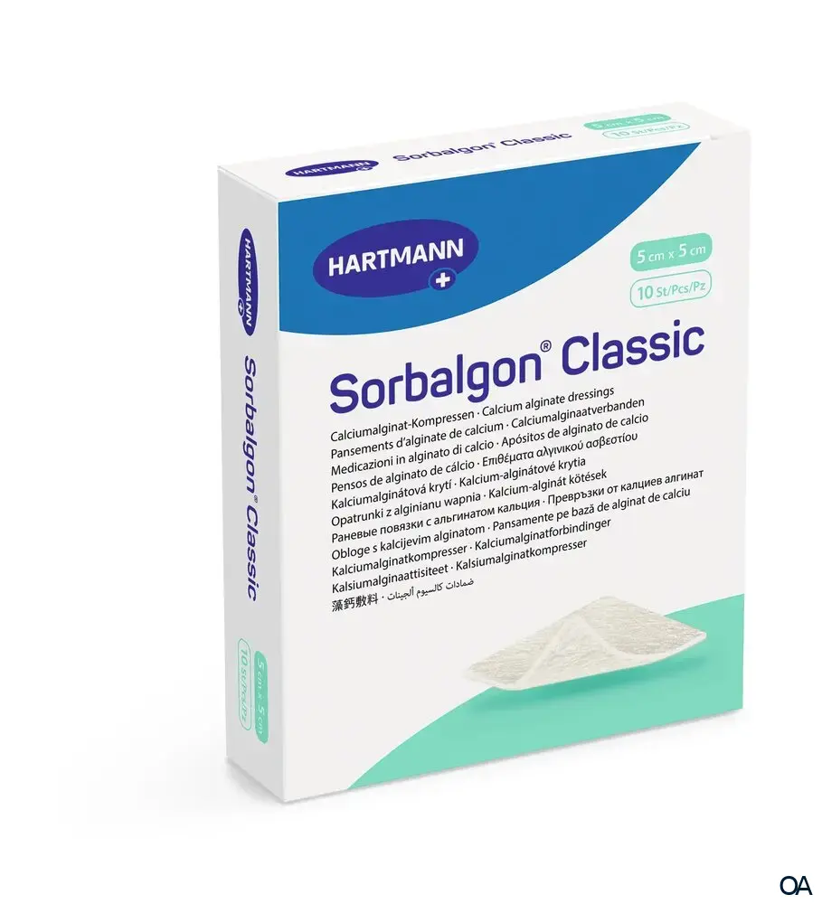 Sorbalgon® Classic Calciumalginat-Kompressen steril, 5 x 5 cm