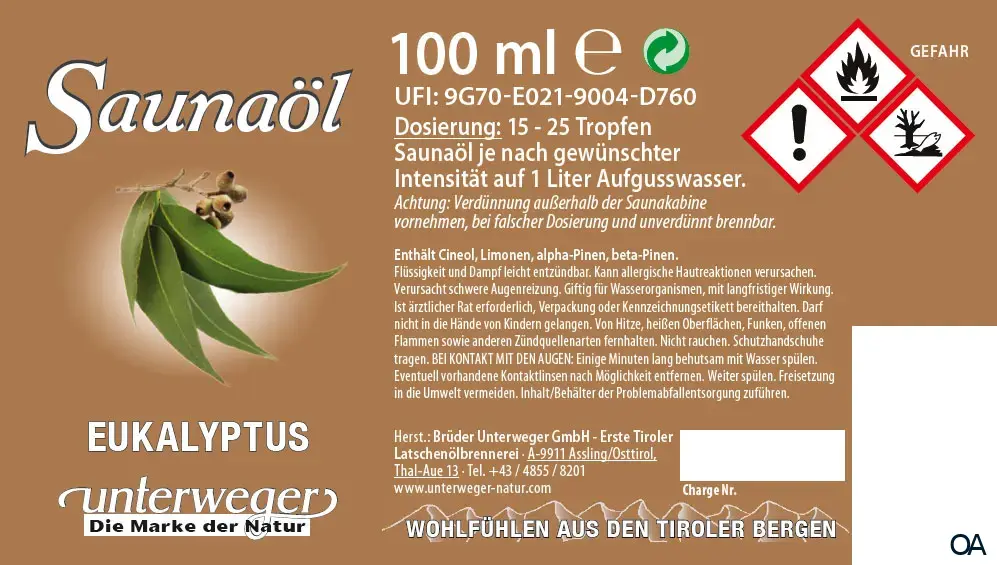 Unterweger Saunaöl Eukalyptus Unterweger Saunaöl Eukalyptus