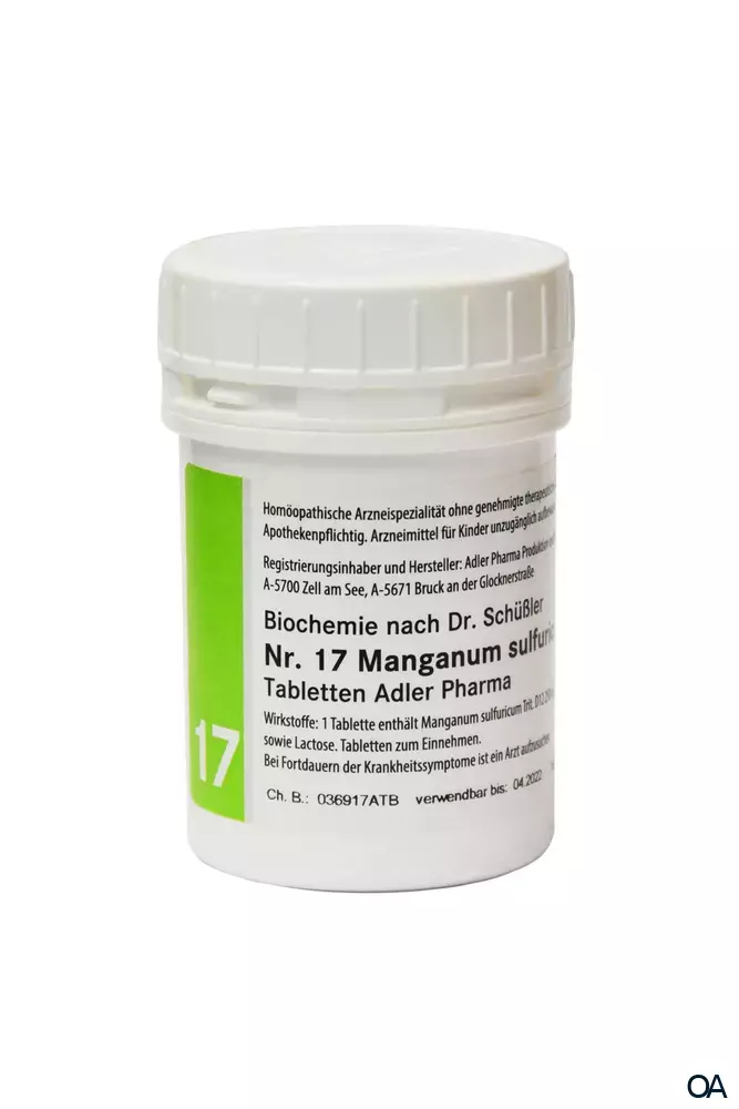 Schüßler Salz Adler Nr. 17 Manganum sulfuricum D12 Tabletten Schüßler Salz Adler Nr. 17 Manganum sulfuricum D12 Tabletten