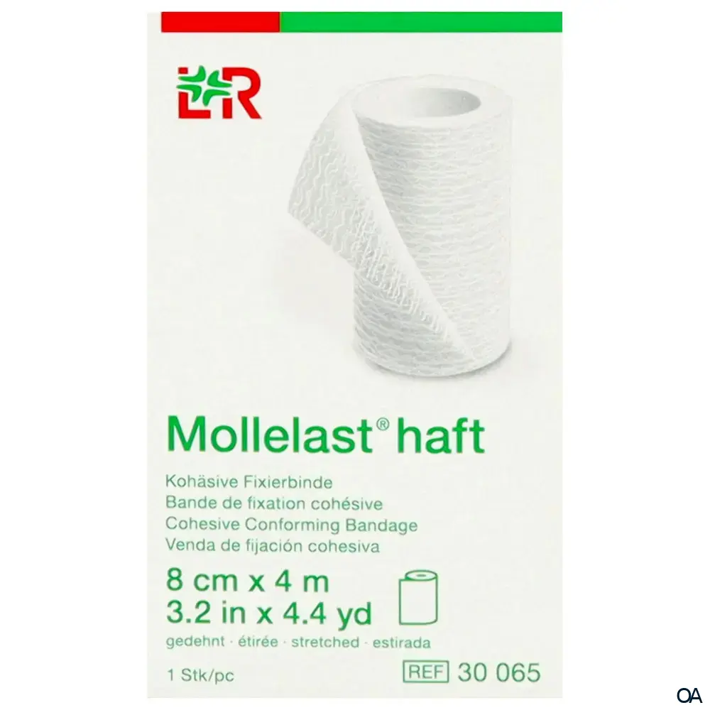 Mollelast® haft Kohäsive bielastische Fixierbinde weiß, 8 cm x 4 m